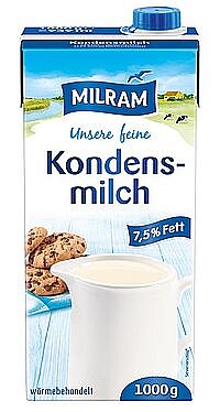 MILRAM Kondensmilch 7,5% Weichpackung, 1kg 