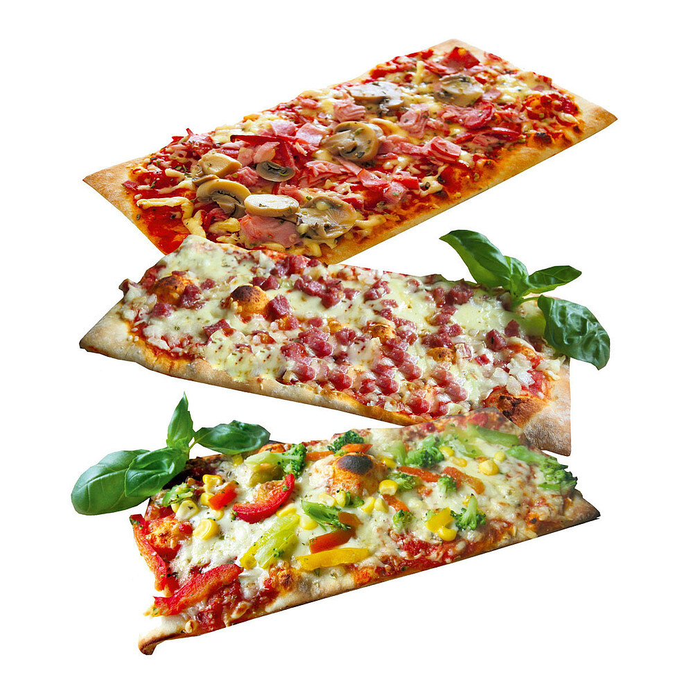 Pizzastreifen-Box, 3-fach sortiert 24 Stueck x 160 g 