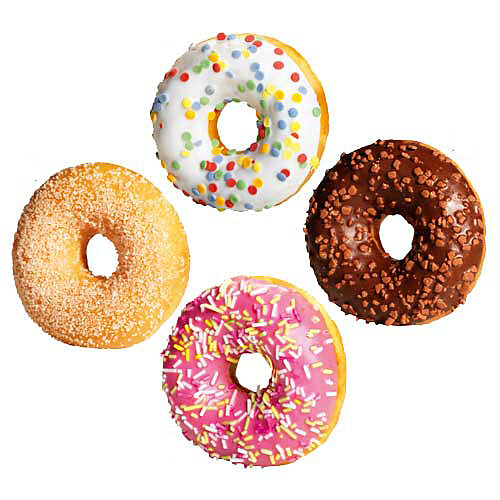 SG-Mini-Donut-Variationen, 4-fach sortiert 64 Stueck x 30 g 