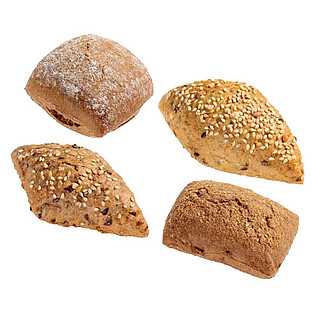 Mini-​Brötchen-​Mischkiste Rustikal, 4-​fach sortiert 120 Stueck x 35 g 