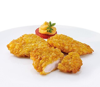 Mini Hähnchen-​Knusper-​Schnitzel gegart 