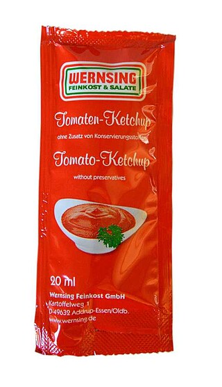 Tomaten-​Ketchup in Portionsbeuteln 