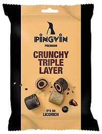 Lakritz Crunchy Triple Layer 90g, Pingvi